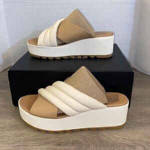 Women's Beige and White Platform Sandals